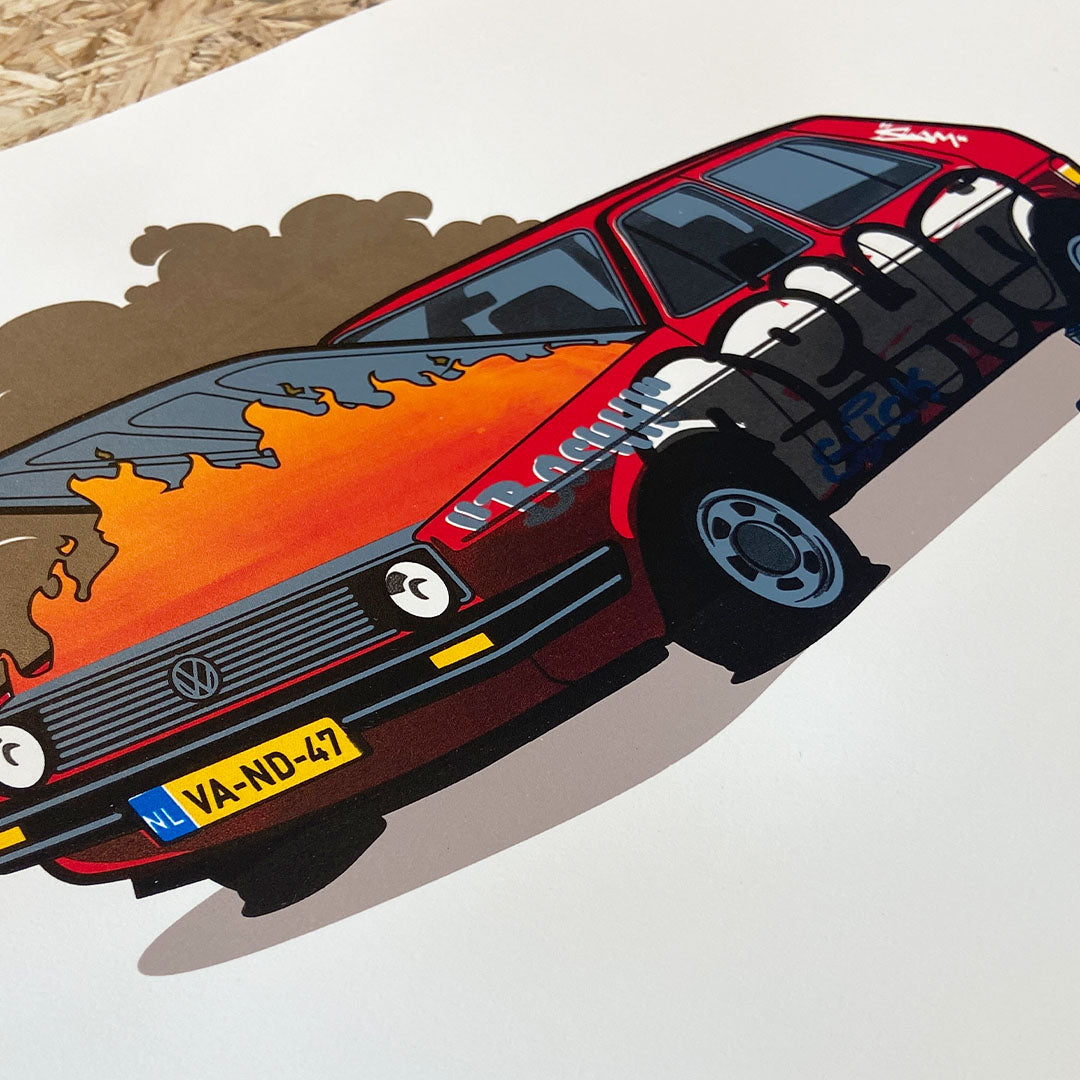VW Golf - Screenprint framed